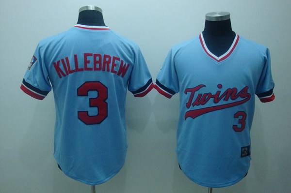 Mitchelland Ness Twins #3 Harmon Killebrew Stitched Light Blue Throwback MLB Jersey - Click Image to Close